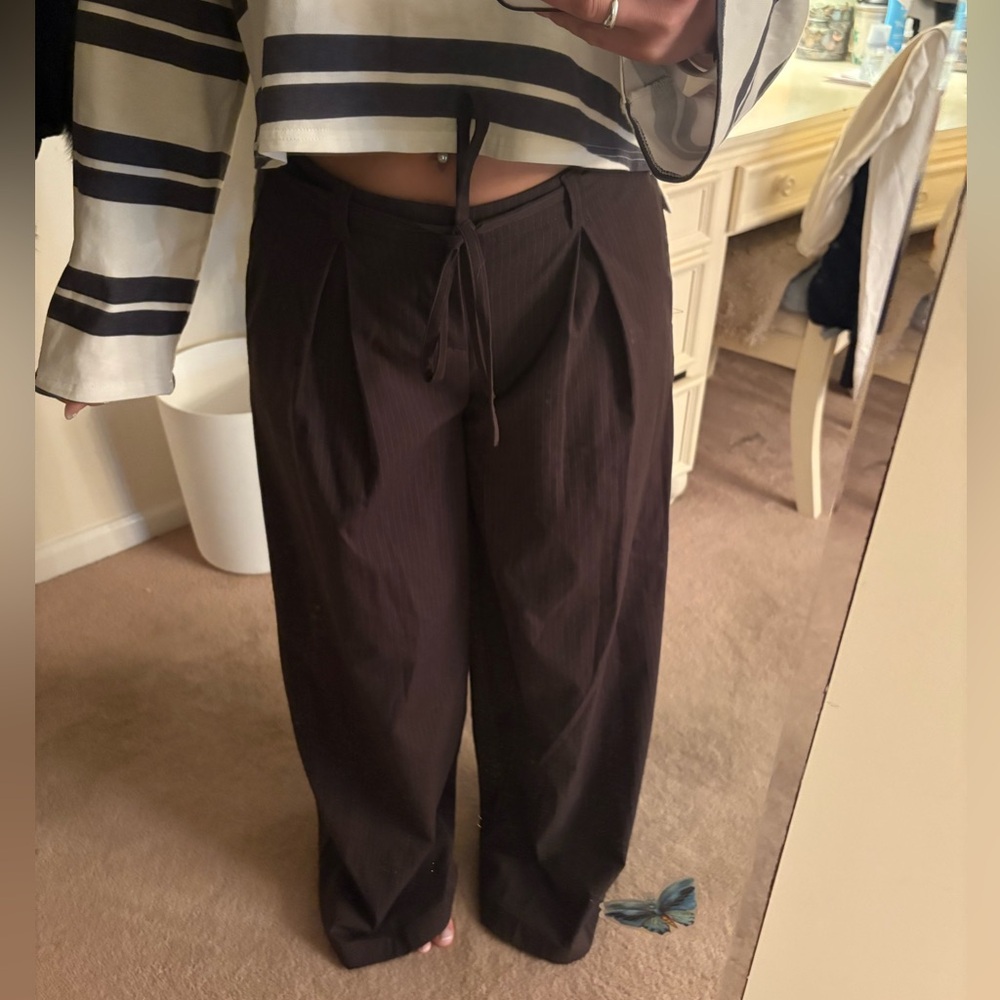 wild fable Brown Wide-Leg Pleated Pants